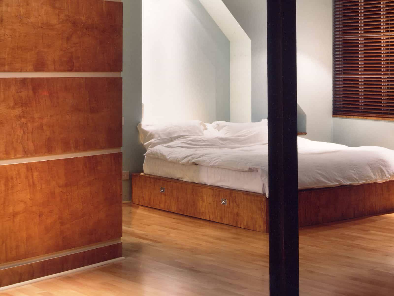 Faux wood bedroom wall panels