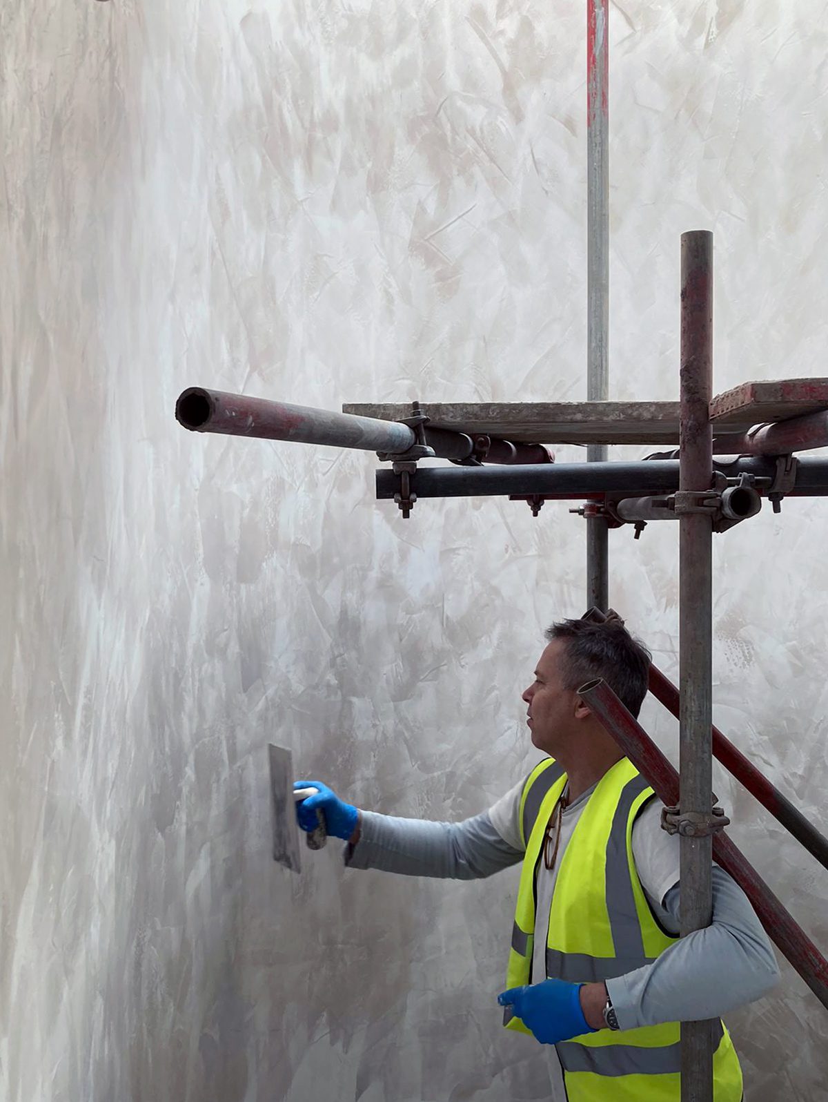 Venetian plaster walls in progress, residential project | DKT Artworks