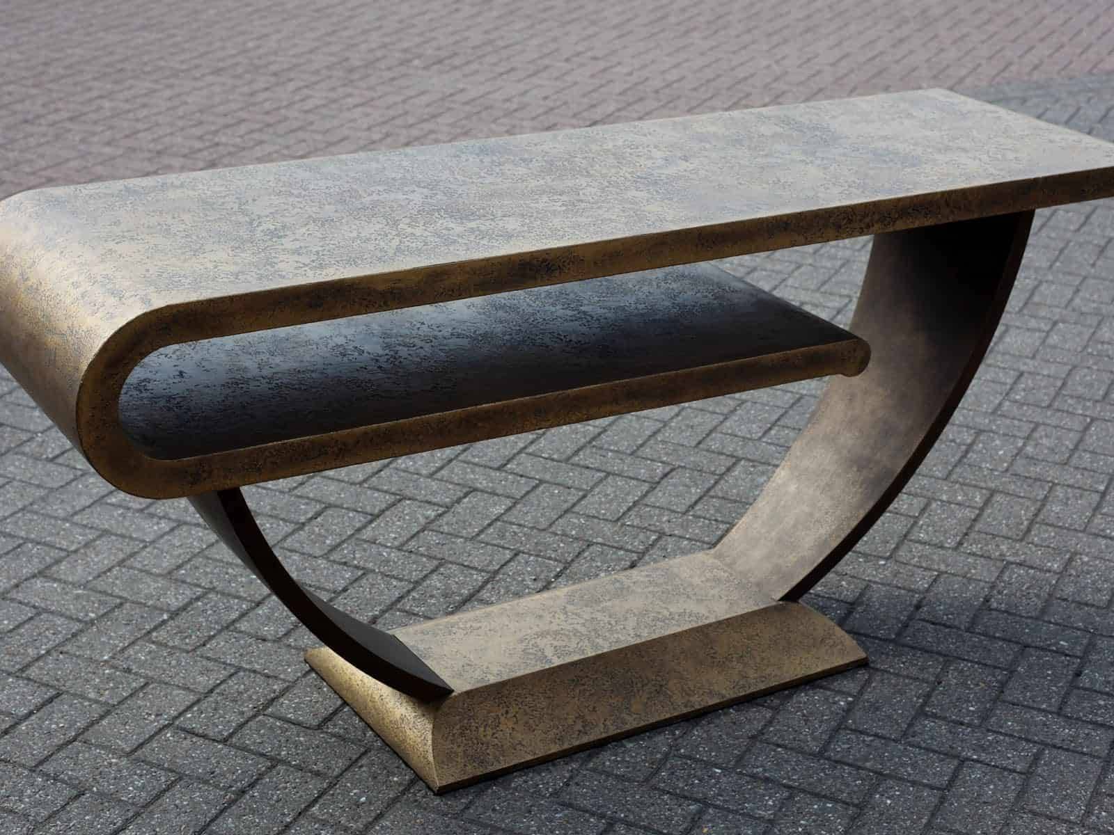 Console table, hand painted in faux metals finish