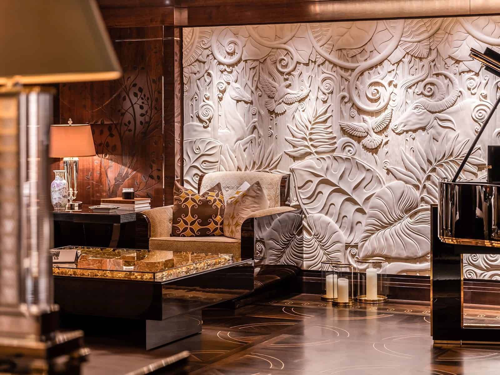 A very elaborate, deep carved cast bas-relief, private residence, Knightsbridge. | DESIGN: Winch Design | PHOTO: © Winch Media