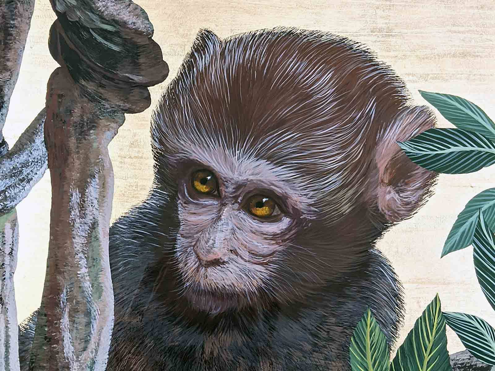 Verre Églomisé monkey with foliage | DESIGN: DKT Artworks | PHOTO: © DKT Artworks